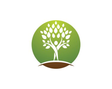 Yeşil yapraklı ekoloji doğa element ikonu logoları