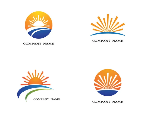 Vector Icono Logo Plantilla Sol Sobre Horizonte — Vector de stock