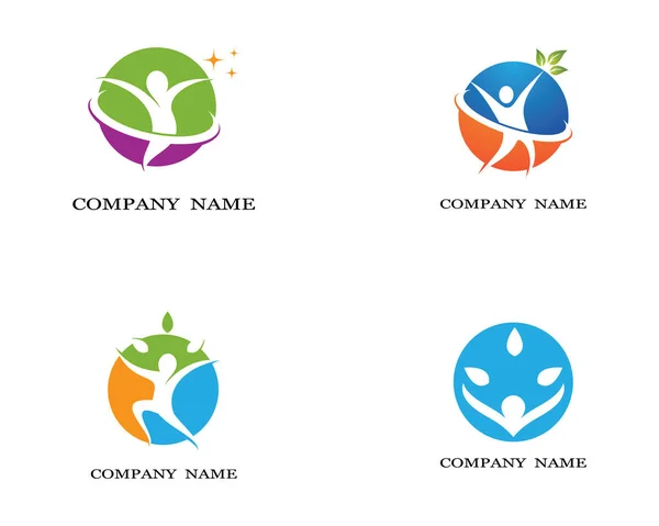 Gezond Leven Logo Template Vector Pictogram Illustratie Ontwerp — Stockvector