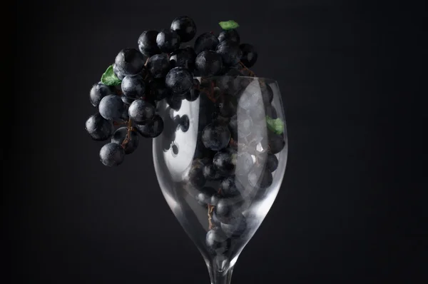 Üzüm Beka koyu arka plan asılı kırmızı şarap cam