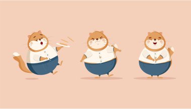 Komik kediler düz vektör çizimi