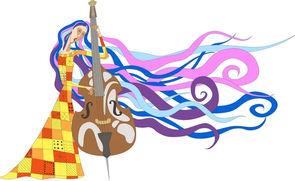 Uzun saçlı kadınlar Plaing kontrbas