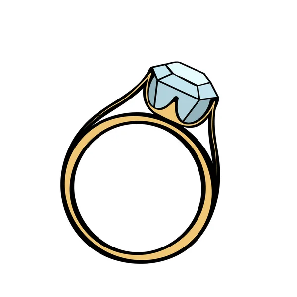 Diamante anillo de compromiso de dibujos animados — Vector de stock