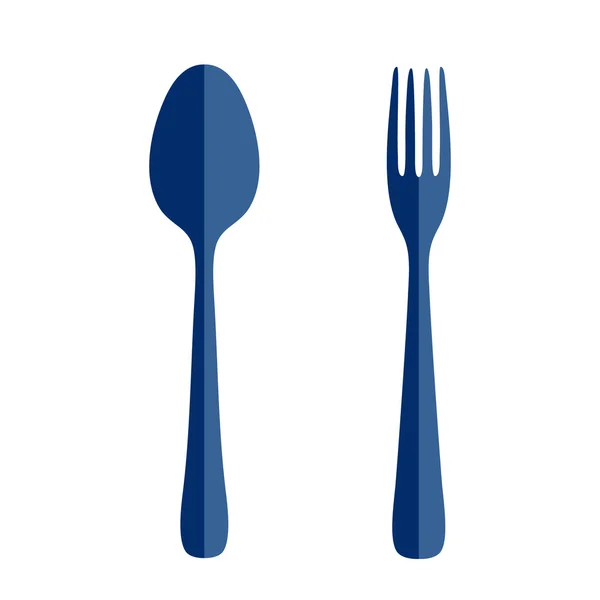 汤匙和叉子形状平面样式上白色孤立 — 图库矢量图片
