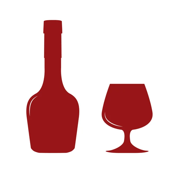 Bouteille de cognac et verre . — Image vectorielle