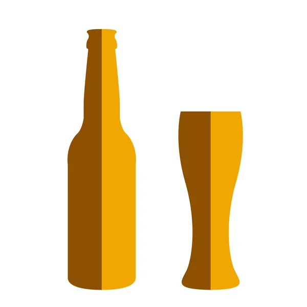 Botella de cerveza y vidrio . — Vector de stock