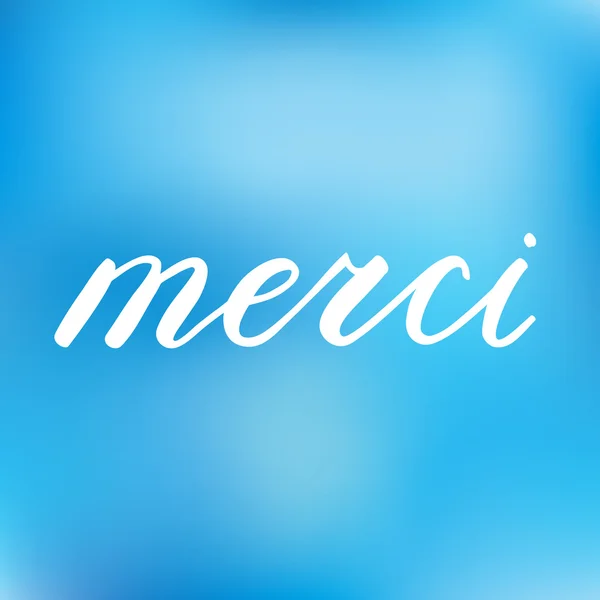 Merci, gracias en francés. Cepillo de letras de mano . — Vector de stock