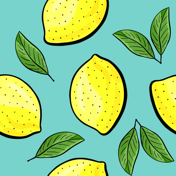Nahtlose, von Hand gezeichnete Zitronenmuster — Stockvektor