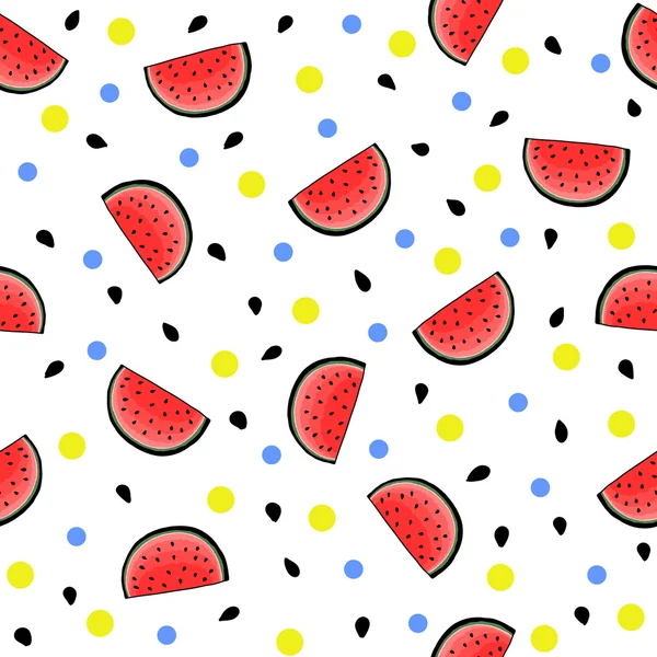 Seamless hand drawn watermelon pattern — Stock Vector