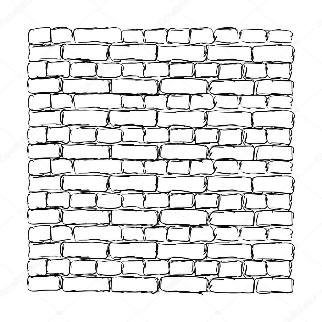 Brick wall sketch. Vector illustration. Stock Vector by ©Siberica 109925112