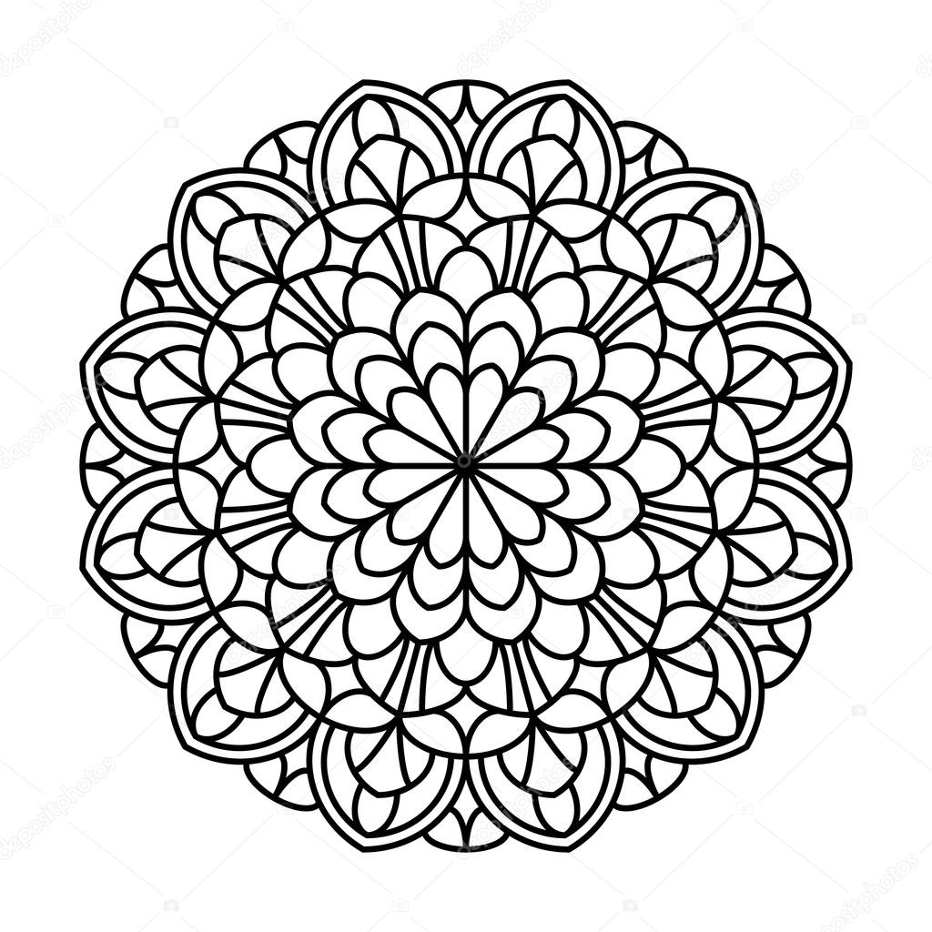 Anti mandala nero sforzo plicata per anti stress da colorare libri carte bolli web design e altro ancora — Vettoriali di Siberica
