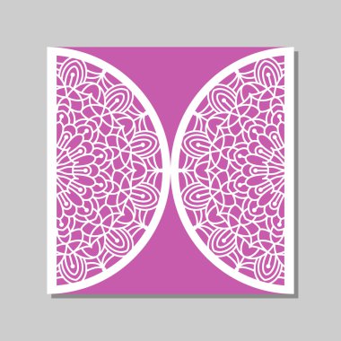 Envelope template with mandala lace ornament. clipart