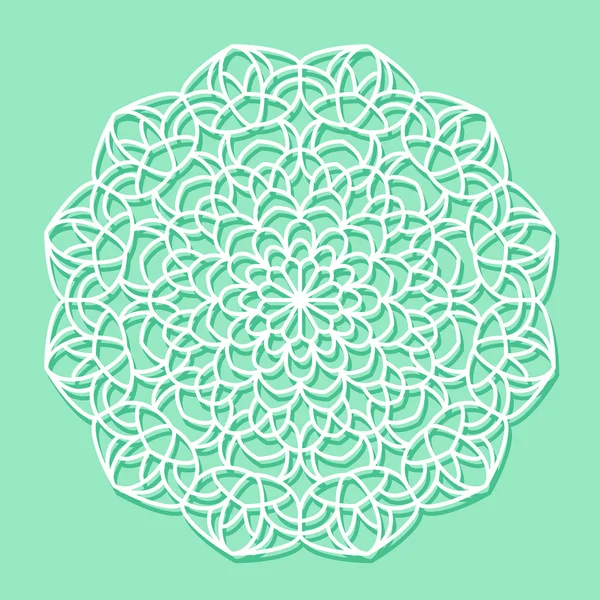 Mandala white lace ornament — Stock Vector