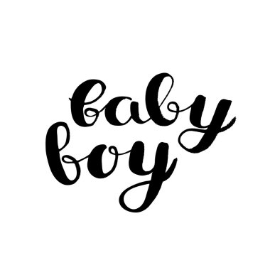 Erkek bebek. Fırça el yazı.