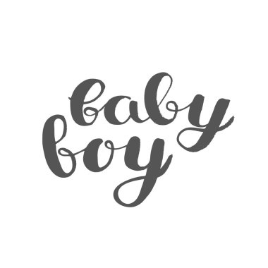 Erkek bebek. Fırça el yazı.