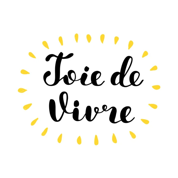 Joie de vivre. Vreugde van het leven in het Frans. Belettering. — Stockvector