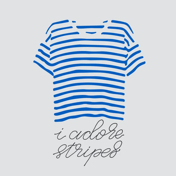 Camiseta de rayas azules y frase con letra I adore stripes. — Foto de Stock