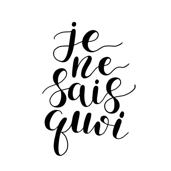 Je ne sais quoi. I do not know what in French. Hand lettering illustration. Motivating modern calligraphy. — Stock Vector