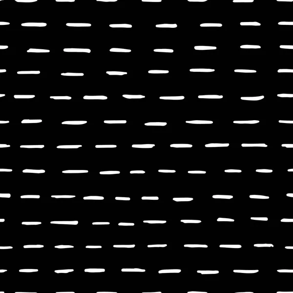 Seamless geometric pattern with abstract white brush strokes on black background. — Stock Vector