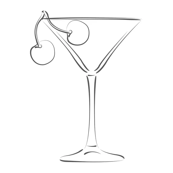 Vidro esboçado de martini e cereja . — Fotografia de Stock