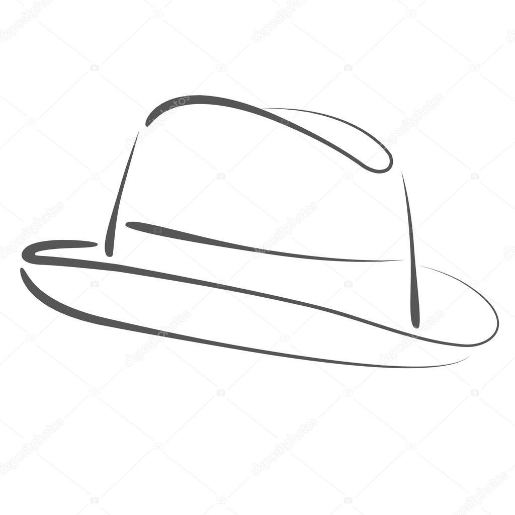 Sketched man s fedora hat. 