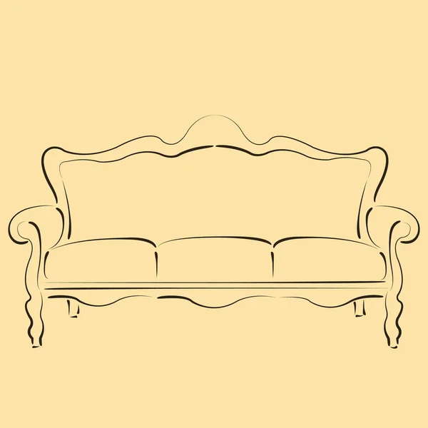 Sofa-Couch skizziert. — Stockvektor