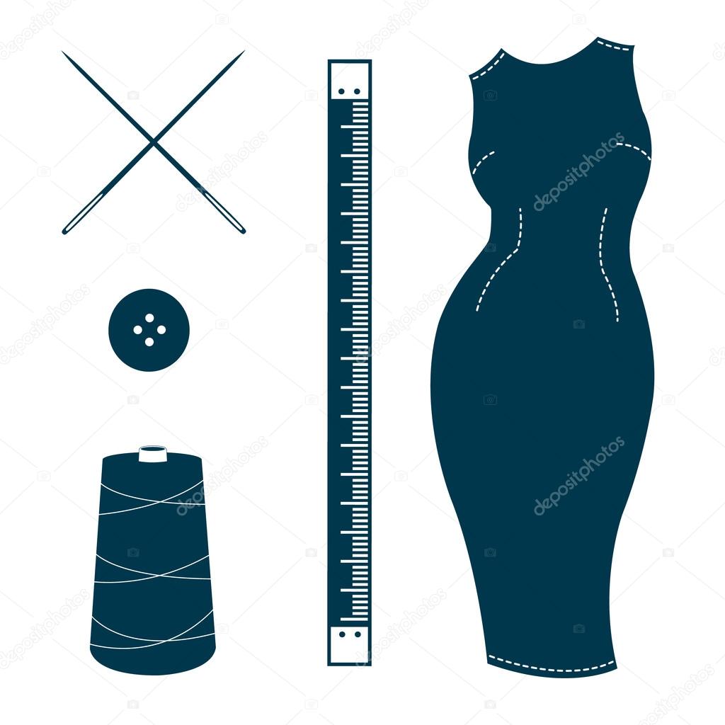 Set of vintage tailor design elements. Design template for label, banner, badge, logo.