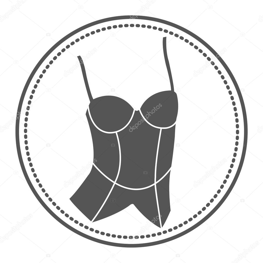 Vintage corset label. Design template for label, badge or logo. Raster illustration.