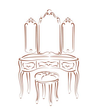 Sketched retro dressing console clipart