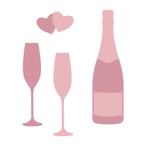 Champagne bottle and glasses. — Stock Vector