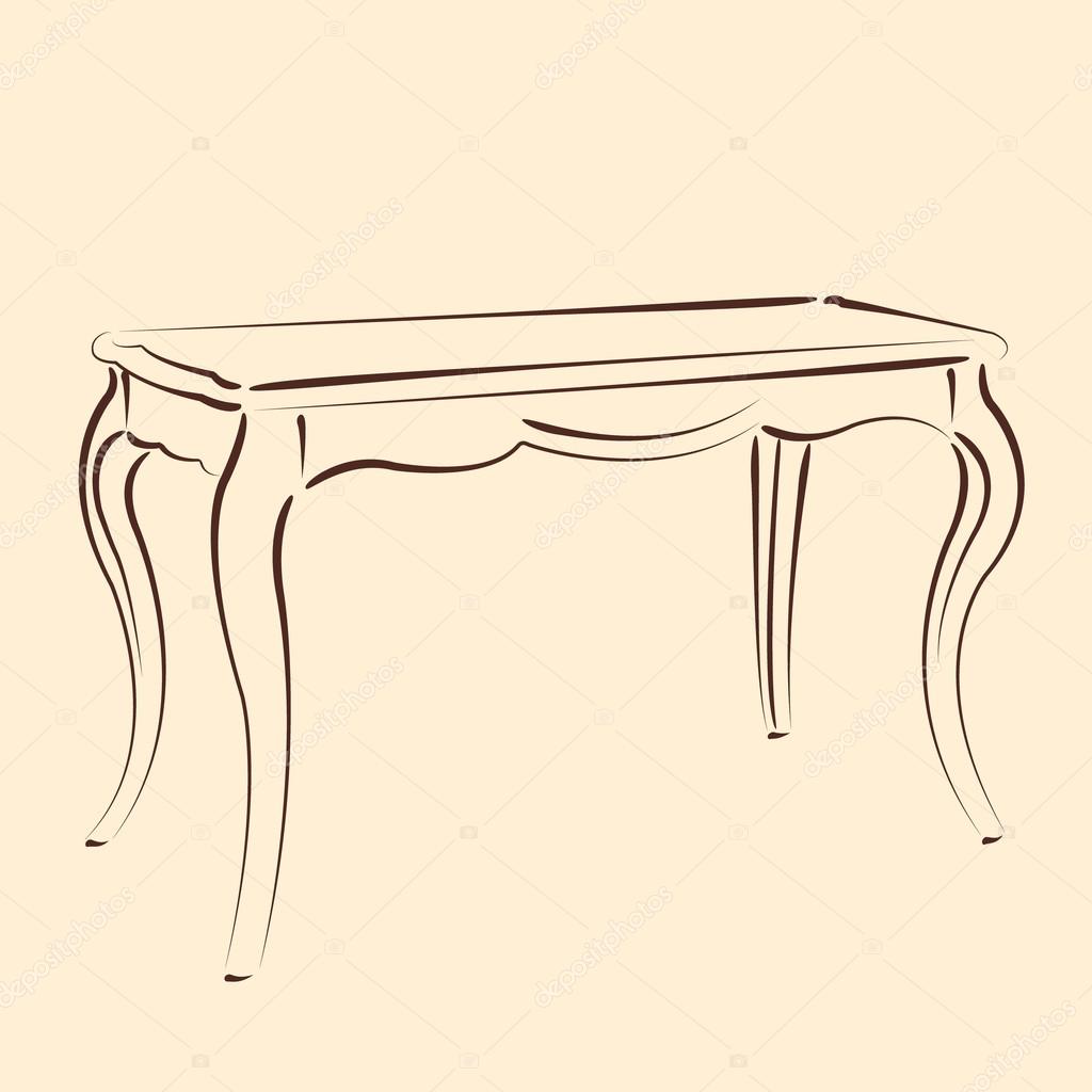 Sketched table. Harmonic colors. Background can be easily removed. Design template for label, banner or postcard. Vector.