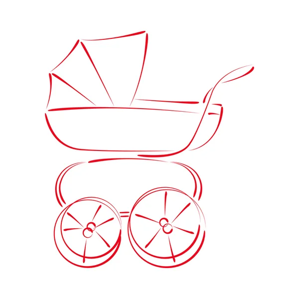 Sketched baby stroller buggy. — Stock Vector