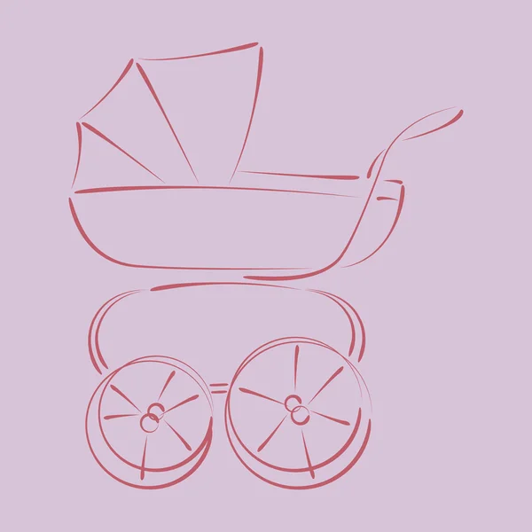 Getekende baby wandelwagen buggy. — Stockvector