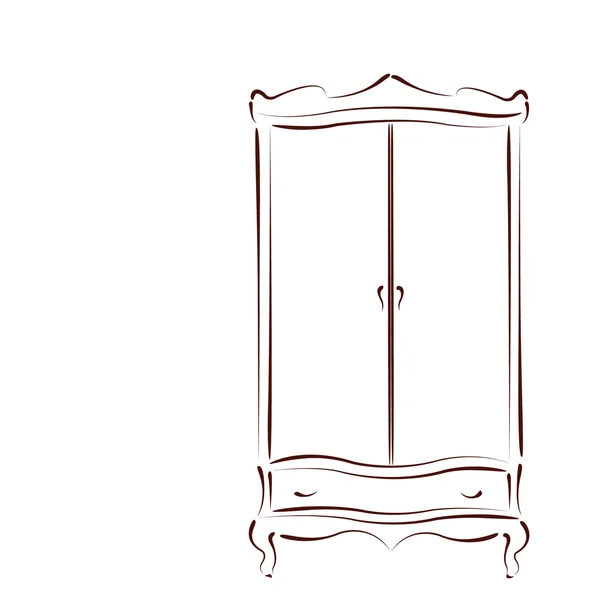 Armoire vintage esquissée . — Image vectorielle