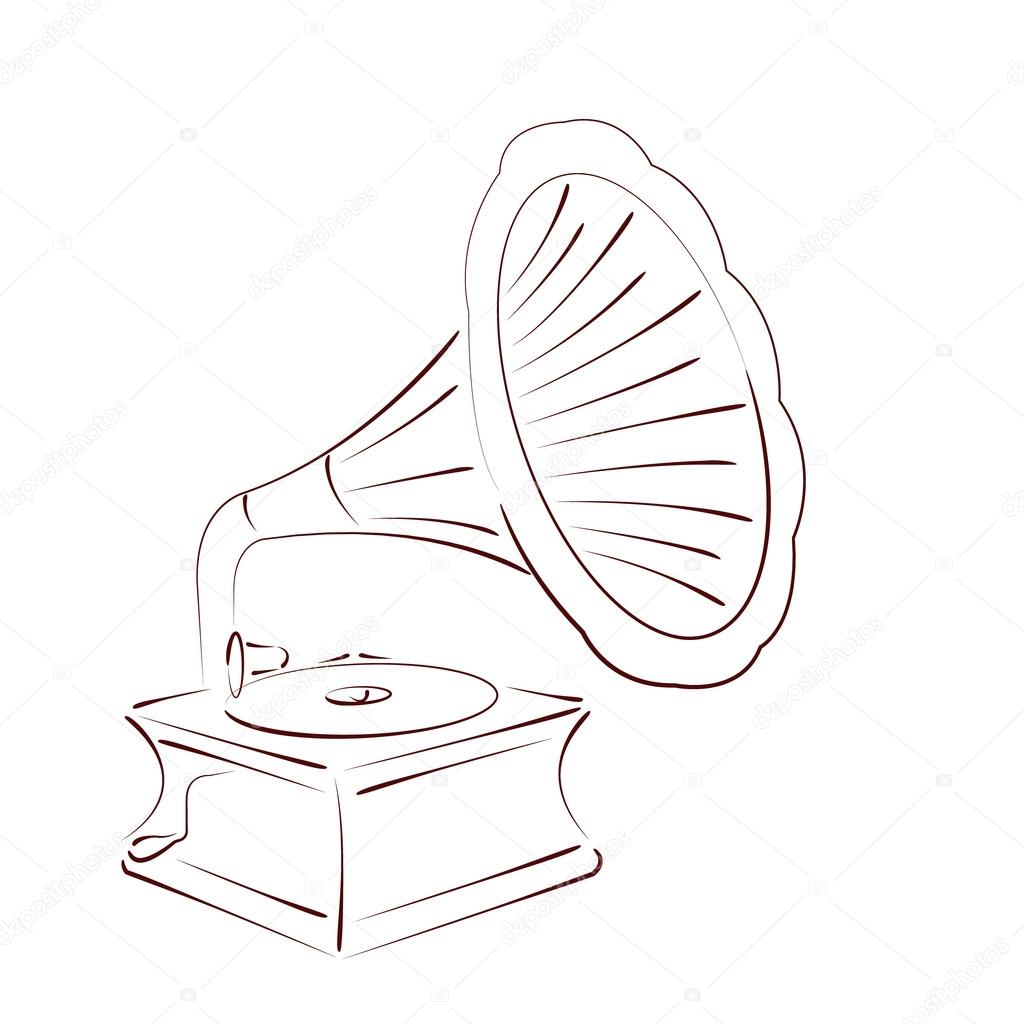 Sketched gramophone.