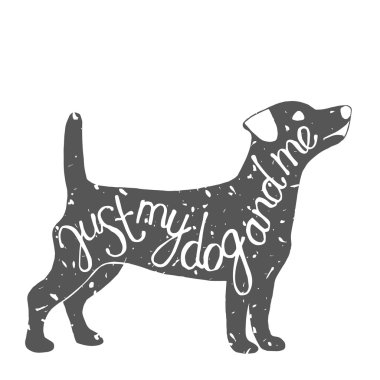 Tipografik köpek evde beslenen hayvan etiketi.