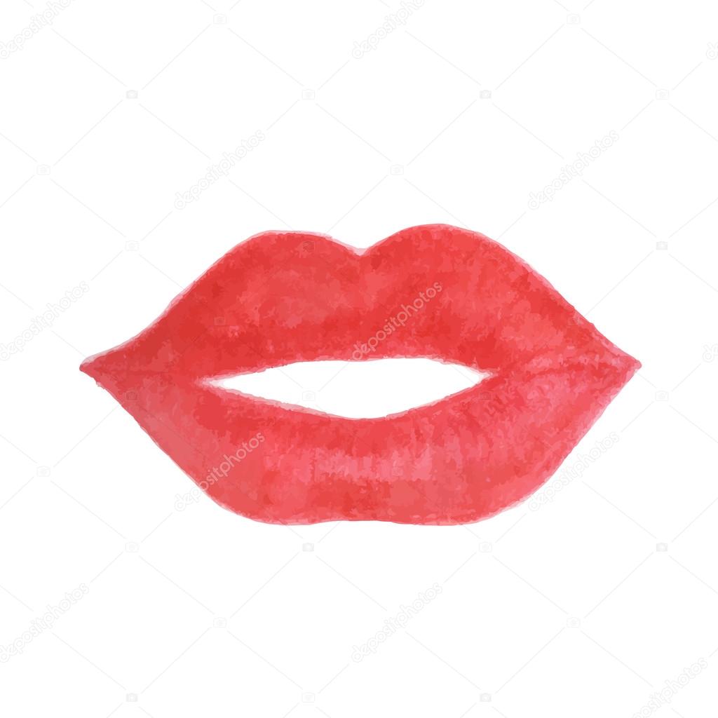 Red lips vector illustration.