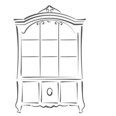 Vintage kitaplık kabataslak.