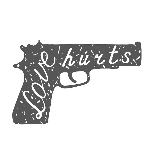 Typografiska gun love hurts etikett. — Stockfoto