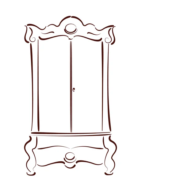 Armoire vintage esquissée . — Image vectorielle