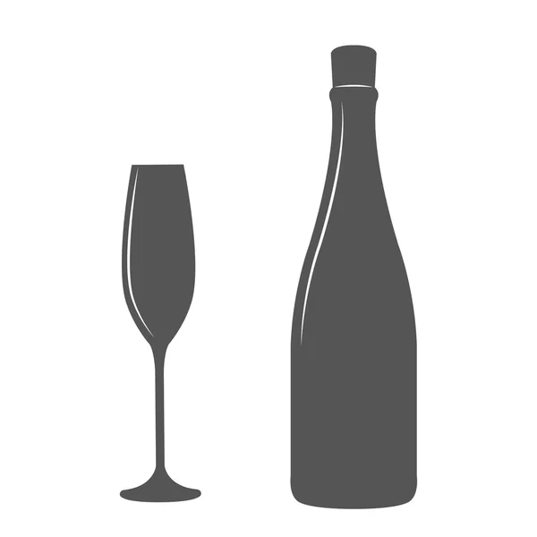 シャンパンボトルとグラス. — ストック写真
