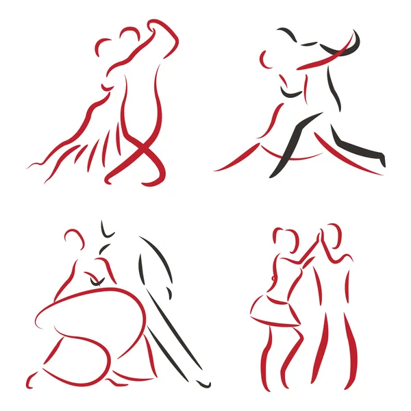 Dancing couple logo set. — Stock Vector