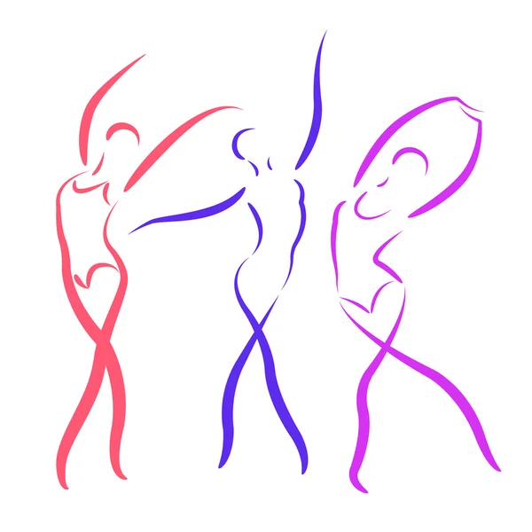 Sketched dancing girls set. — Stock Vector