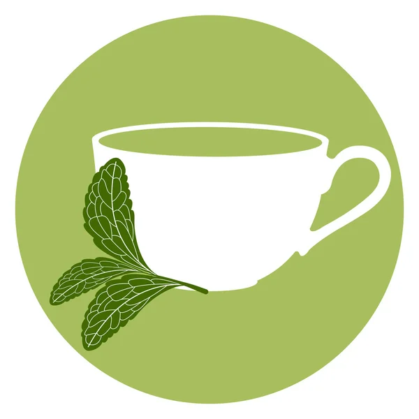 Stevia e uma xícara de chá de ervas —  Vetores de Stock