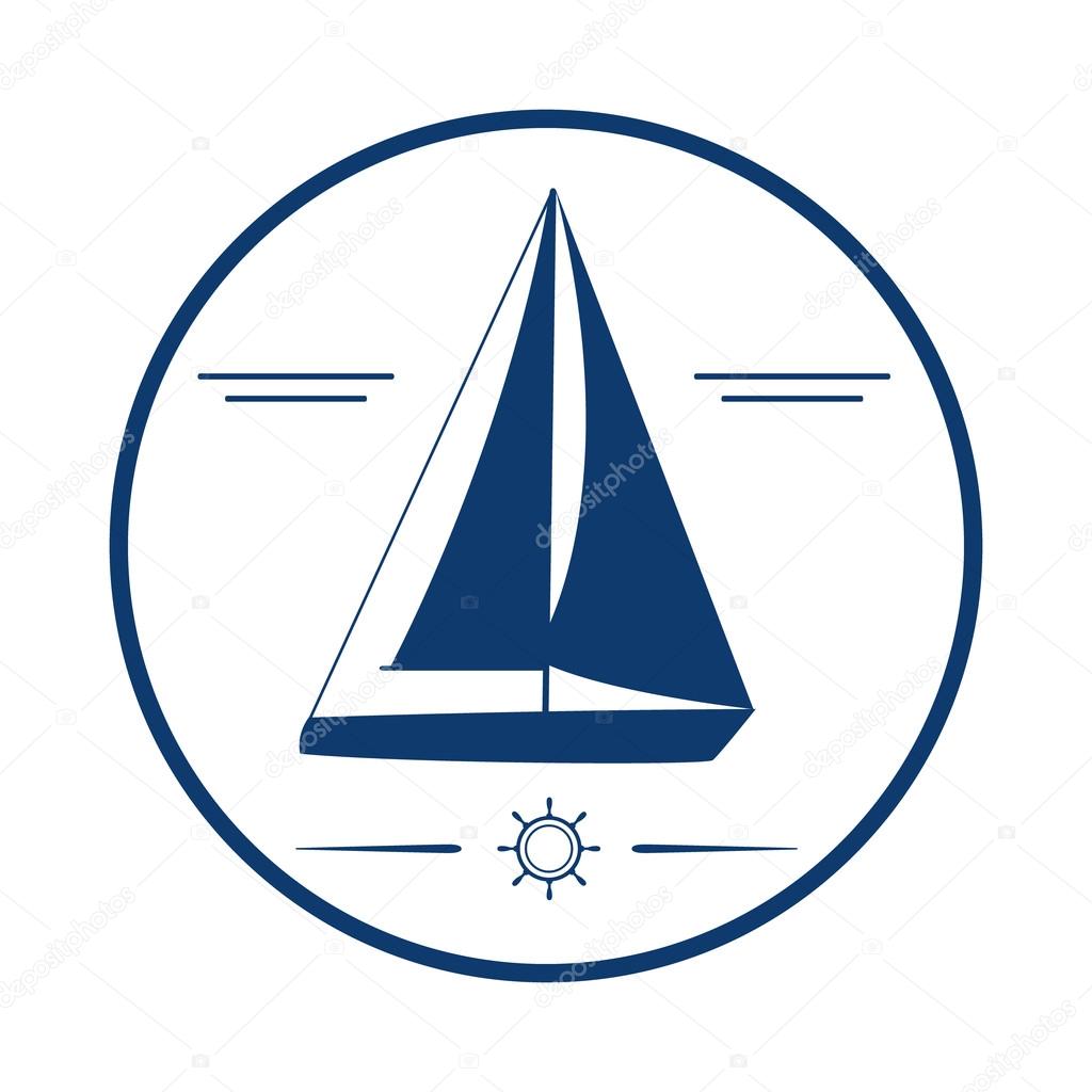 Nautical label. Yacht icon. Can be used for a yacht club logo.