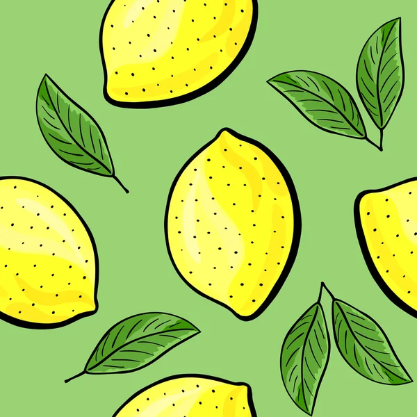 Motivo di limone senza cuciture disegnato a mano — Vettoriale Stock