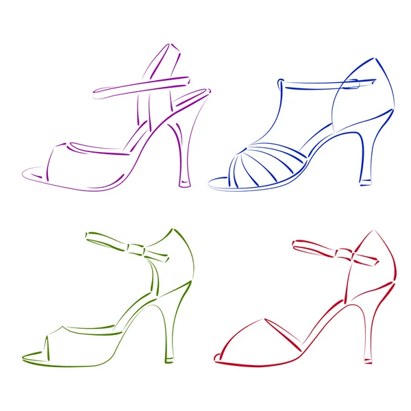 Sada načrtnuté žena boty — Stockový vektor