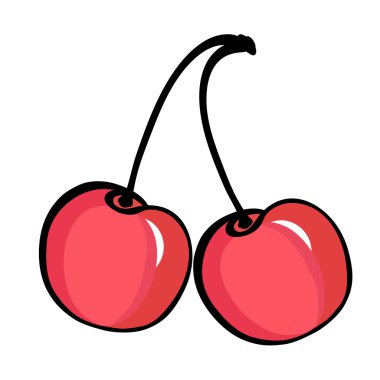 Elle çizilmiş kiraz. Kiraz vektör çizim.