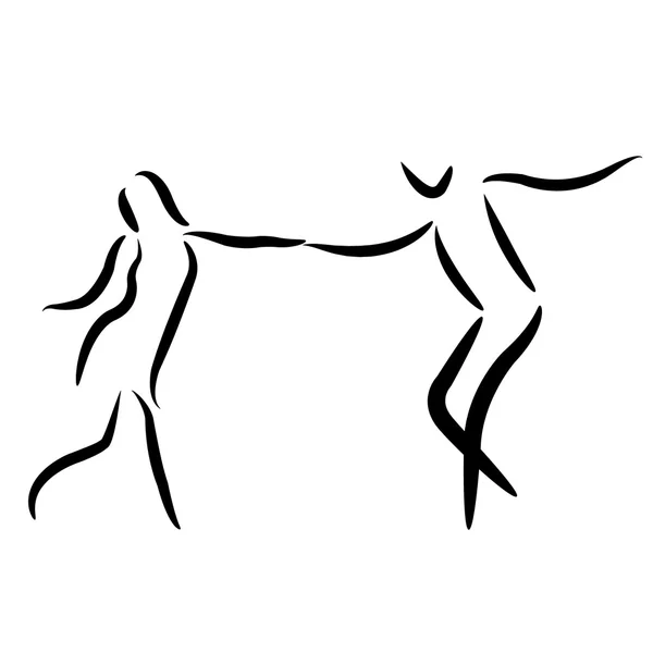 Pareja bailando silueta aislada — Vector de stock