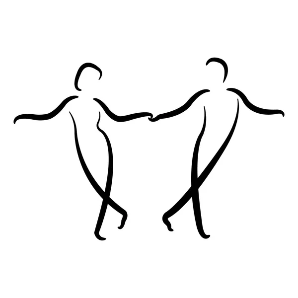 Pasangan menari siluet terisolasi - Stok Vektor